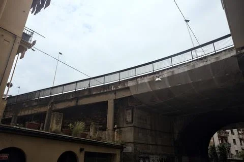 Bridge and condominium seen from below Stock Photos