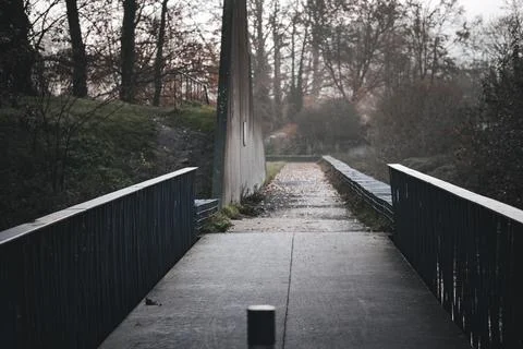Bridge and forest path Stock Photos