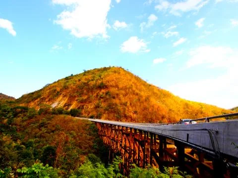 Bridge and mountain Stock Photos