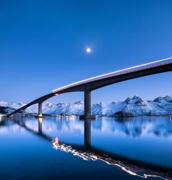 Bridge and reflection on the water surface Stock Photos