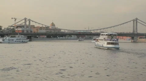 Bridge and river in Moscow. Stock Footage 22158622