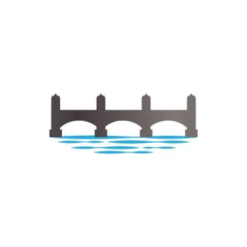 Bridge and river surface illustration logo design Stock Illustration