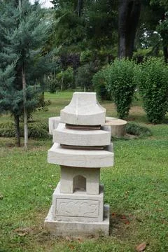 Bridge and statue in Japan park in Batumi Georgia Stock Photos