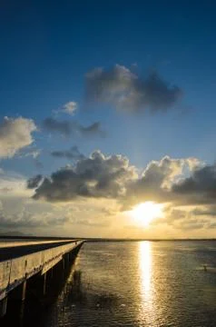 Bridge and sunset Stock-Fotos