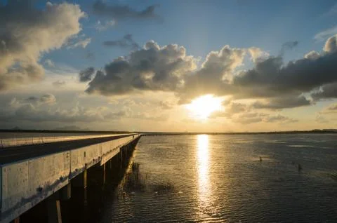 Bridge and sunset Stock-Fotos