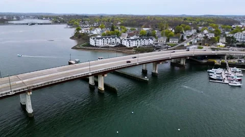 Bridge and Water Pull Back Stock Footage 240058946