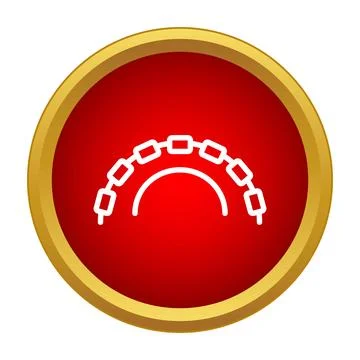 Bridge arch and chain link icon on red background Stock Illustration