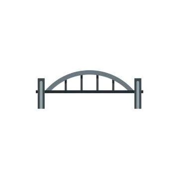 Bridge with arched railing icon, flat style Stock Illustration