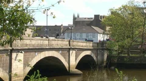 Bridge Arches over River. Stock Footage 11517547