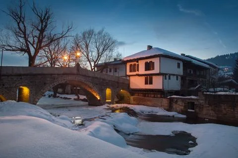 Bridge in the architectural complex in Tryavna, Bulgaria. National revival .. Stock-Fotos
