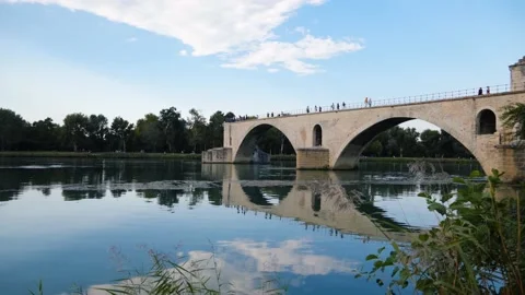 Bridge of Avignon in the evening Stock Footage 106150418