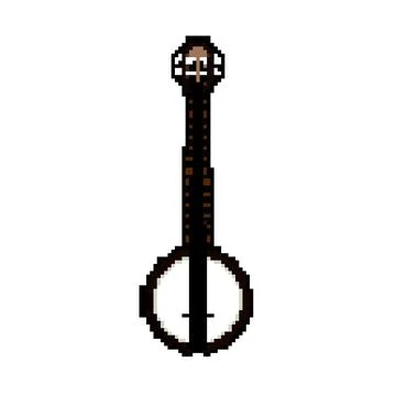 Bridge banjo pixel art vector illustration 스톡 일러스트