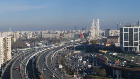 Bridge Basarab Wide, Bucharest (Podul Basarab) Stock Footage