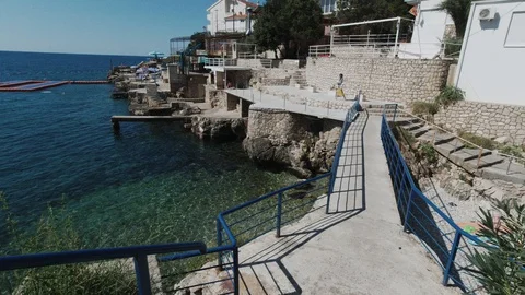 Bridge to beach Stock Footage 128858792