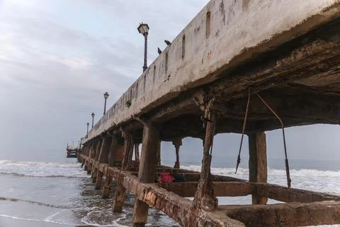 Bridge beach side view Stock Photos