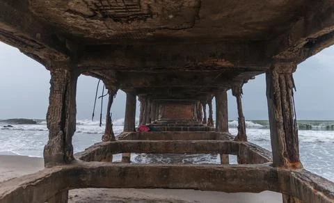 Bridge beach side view Stock Photos