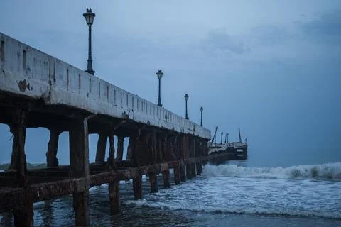 Bridge beach side view Stock Photos