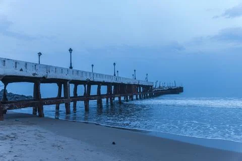Bridge beach side view Stock Photos