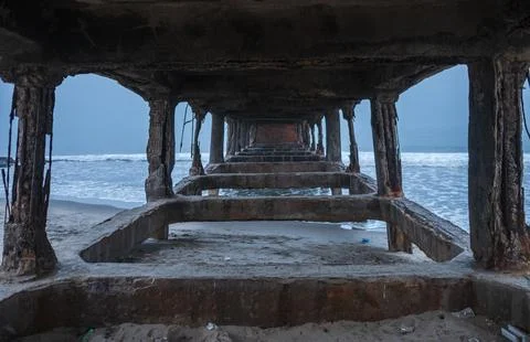Bridge beach side view Stock Photos