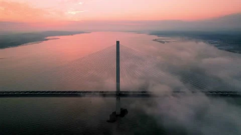Bridge Beacon Flashing During Sunset Stock Footage 172544073