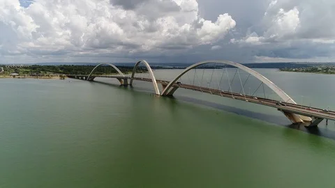 Bridge with beautiful view and passage of cars Stock Footage 101479679
