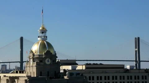 Bridge behind capital dome Stock Footage 8909843