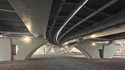 Bridge from below, frame under the bridge, bridge supports Video stock 305455909