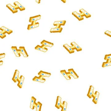 Bridge between castle towers isometric icon seamless pattern Stock Illustration
