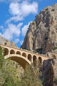 Bridge between cliffs - El Chorro Stock Photos