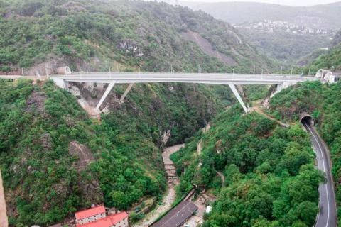 Bridge between the mountain from the top of the mountain Trsat Fortress Stock Photos
