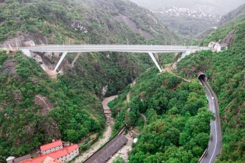 Bridge between the mountain from the top of the mountain Trsat Fortress Stock Photos