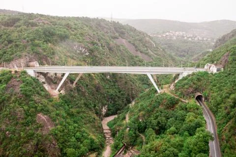 Bridge between the mountain from the top of the mountain Trsat Fortress Stock Photos