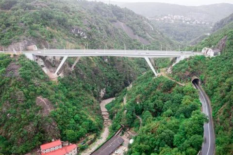 Bridge between the mountain from the top of the mountain Trsat Fortress Stock Photos