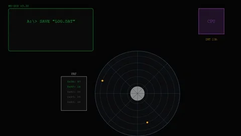 Bridge between retro command-line interface and the physical magnetic platter 스톡 동영상 335805069