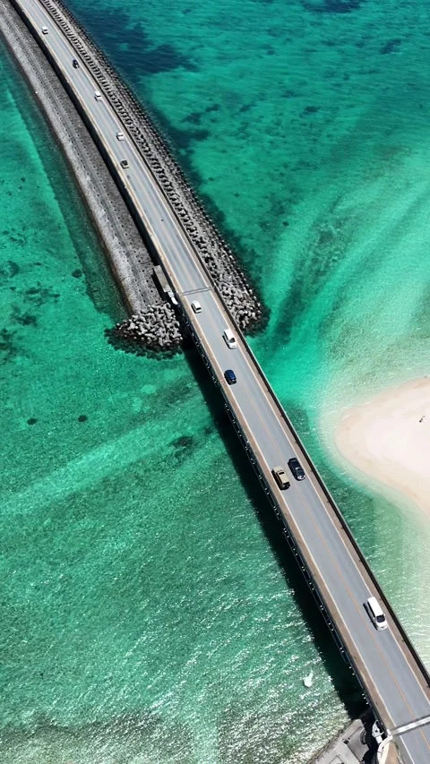 Bridge Between Sky and Sea – Irabu Bridge, Miyako Island Stock Footage 308906077