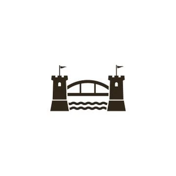 Bridge between two castle towers on a white background Stock Illustration