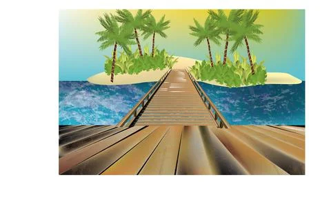 Bridge between two islands Stock Illustration