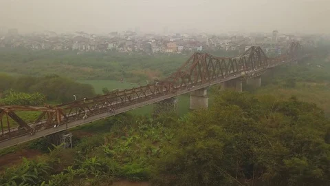 Bridge from a bird's eye view Stock Footage 128284405