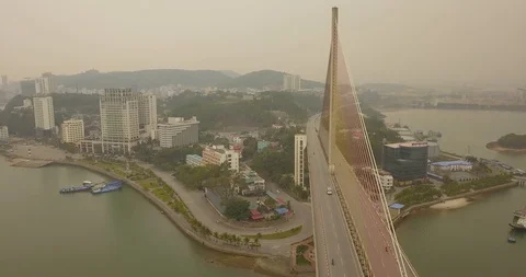 Bridge from a bird's eye view Stock Footage 128284732