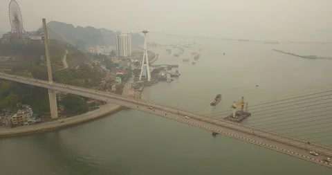 Bridge from a bird's eye view Stock Footage 128284740