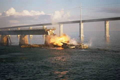Bridge blown up Stock Photos