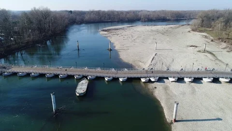 Bridge of boats Stock Footage 85237994