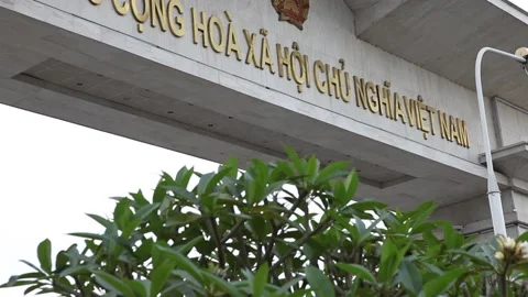 The bridge-border between Vietnam and China in near Sapa of Vietnam Stock Footage 164755894