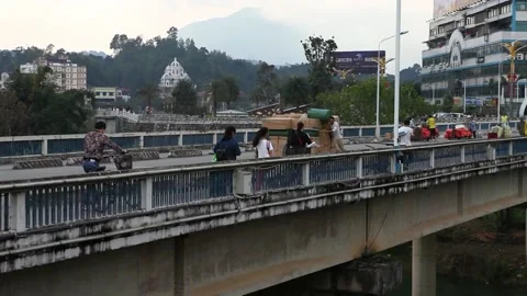 The bridge-border between Vietnam and China in near Sapa of Vietnam Stock Footage 164760158