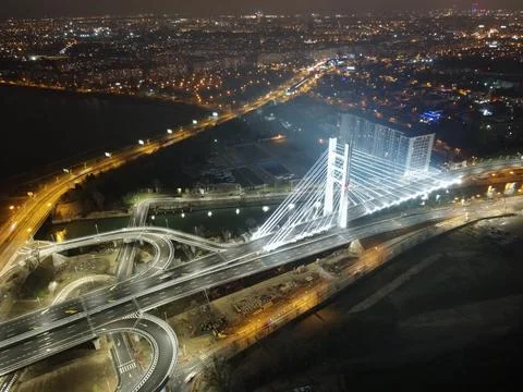 Bridge in Bucharest in the night Stock Photos