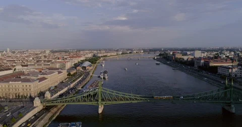 Bridge in Budapest, earial shot Stock Footage 127797003