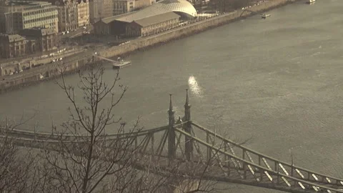 Bridge in Budapest, panorama from above Stock Footage 165660427