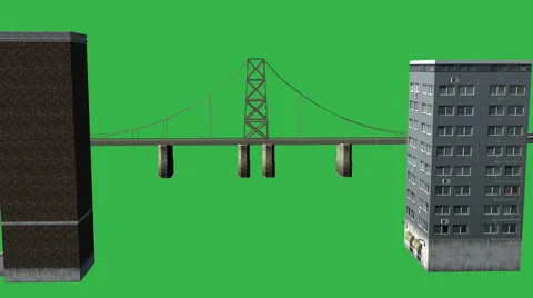 Bridge &amp; Buildings Animation:  Matte + Loop Video stock 43550586