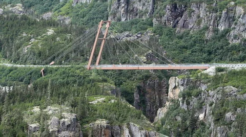 Bridge bus Scagway mountains P HD 7578 Stock Footage 810698
