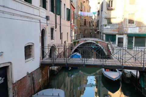 Bridge on the canal path Stock Photos